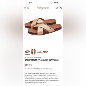 Feelgoodz Women’s Zensole™ Cascades Sandals — Sweetgrass Cream/Tan 10